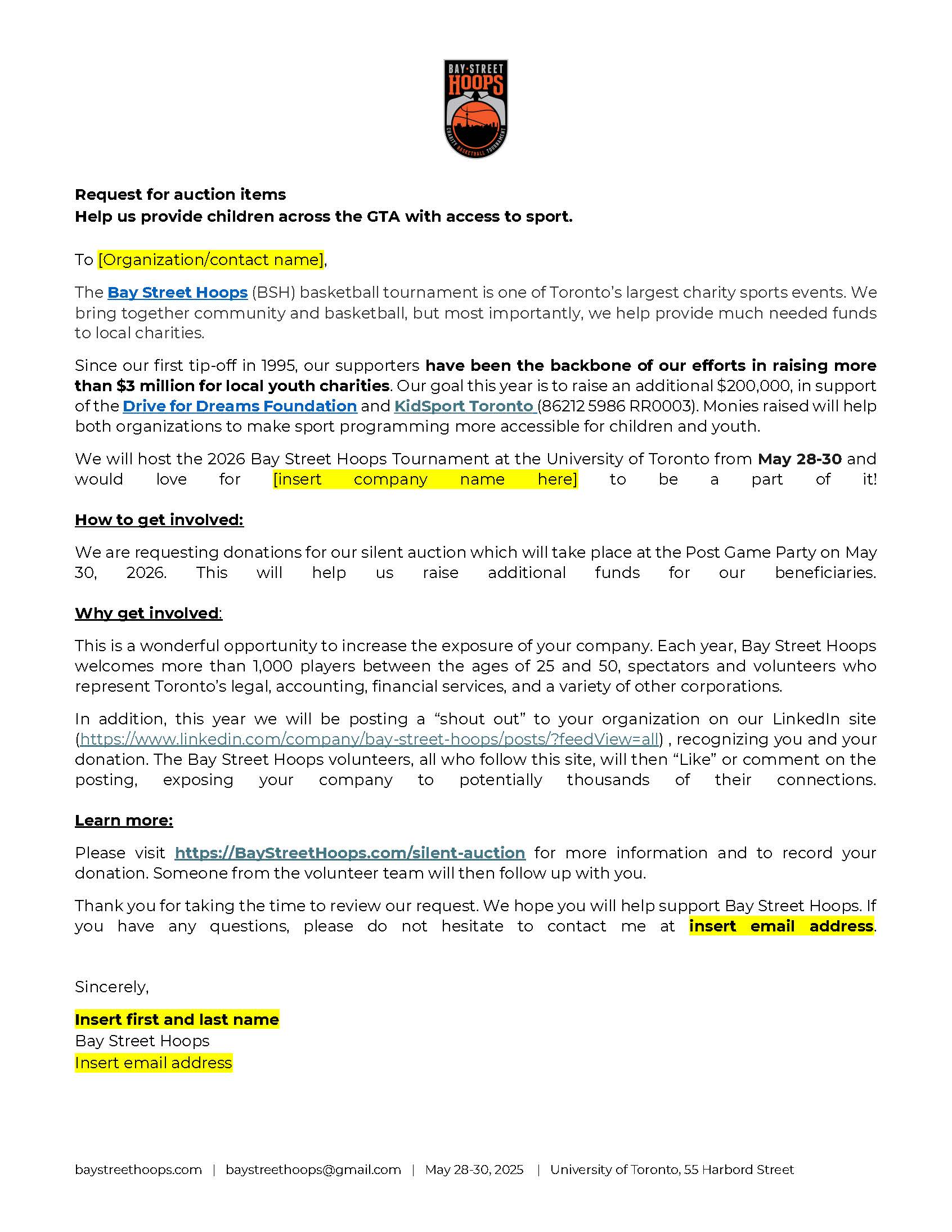 2026 Bay Street Hoops Auction Letter